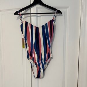 summersalt Striped One-Piece Swimsuit in Navy, Pink, Cream